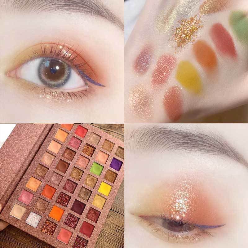 Bảng Phấn Mắt Bóng Lưu vực can send 5 sets of brush INS net red with the same marble 12-color eyeshadow palette earth pumpkin color matte pearlescent