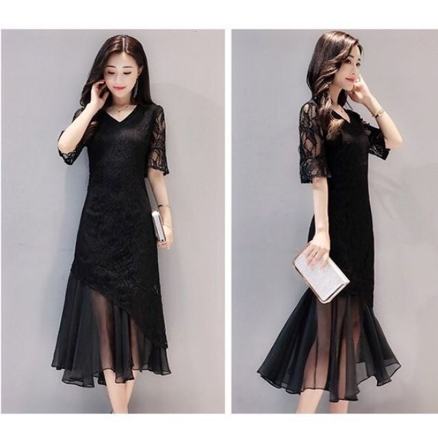 ĐẦM SUÔNG ÔM REN PHỐI VOAN