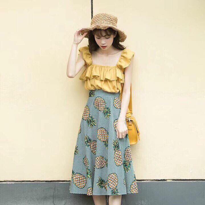 Sét áo đũi cánh tiên + chân váy dứa