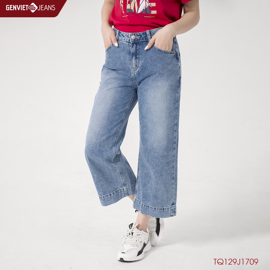 Quần Dài Jeans Nữ Suông Lửng GENVIET TQ124J1709