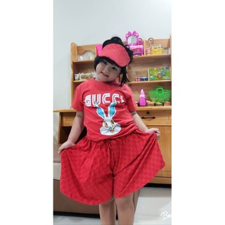 Sét ao thun ,  quần đùi in GG ống rộng sành đieu kèm nón(bebelovely)