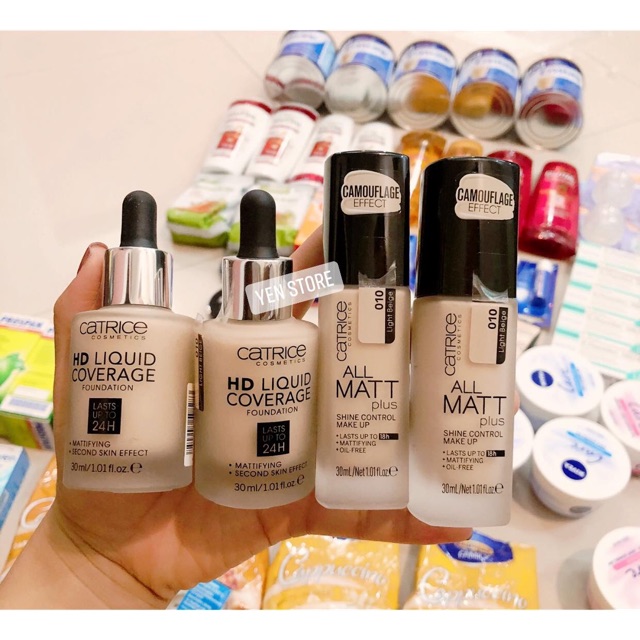 Kem nền Catrice HD Liquid 24h & KEM NỀN CATRICE ALL MATT PLUS 18h