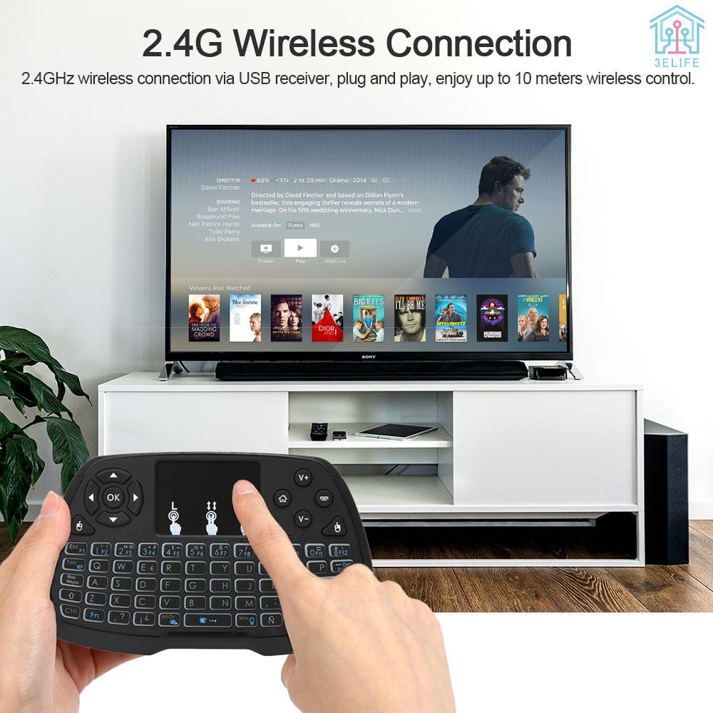 【E&V】French Version Backlit 2.4GHz Wireless Keyboard Touchpad Mouse Handheld Remote Control 4 Colors Backlight for Android TV BOX Smart TV PC Noteboo