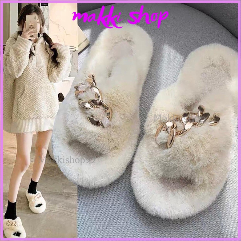 Dép lông xích chéo siêu xinh mới