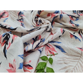 Vải linen bột Hoa và Xanh Cobalt