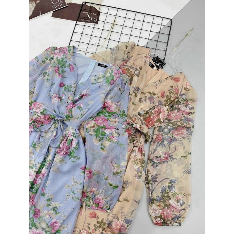 [Mã FAGREEN245 giảm 10% tối đa 30K đơn 99K] váy maxi hoa cổ v kèm dây eo | BigBuy360 - bigbuy360.vn