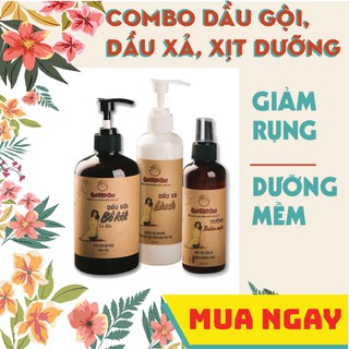 Bộ dầu gội sạch gàu chuyên sâu 3 món cho tóc khô cứng Quê MỘT CỤC (handmade)