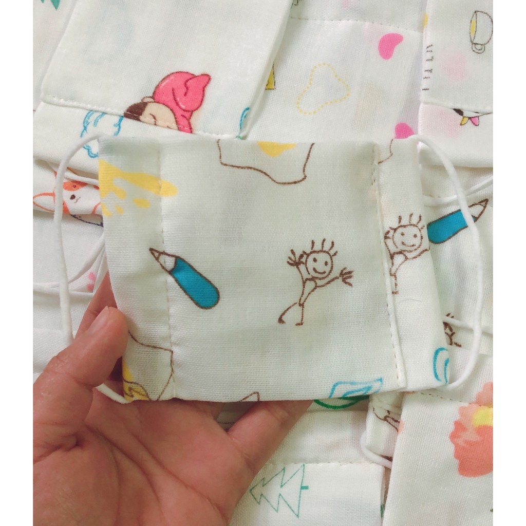 Khẩu trang vải xô 4 lớp mềm mại thoáng khí cho bé