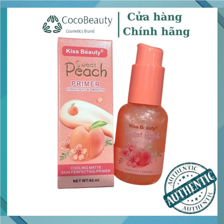 [CHÍNH CHUẨN] Kem Lót Primer Trang Điểm SWEET PEACH KISS BEAUTY hương đào có nhũ 60ml