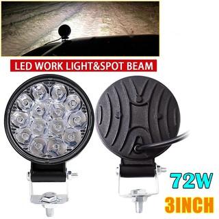 Braveway 144w tròn mini led làm việc đèn pha lái xe địa hình đèn sương mù 6000k sáng làm việc lori cho xe tải 12-24v