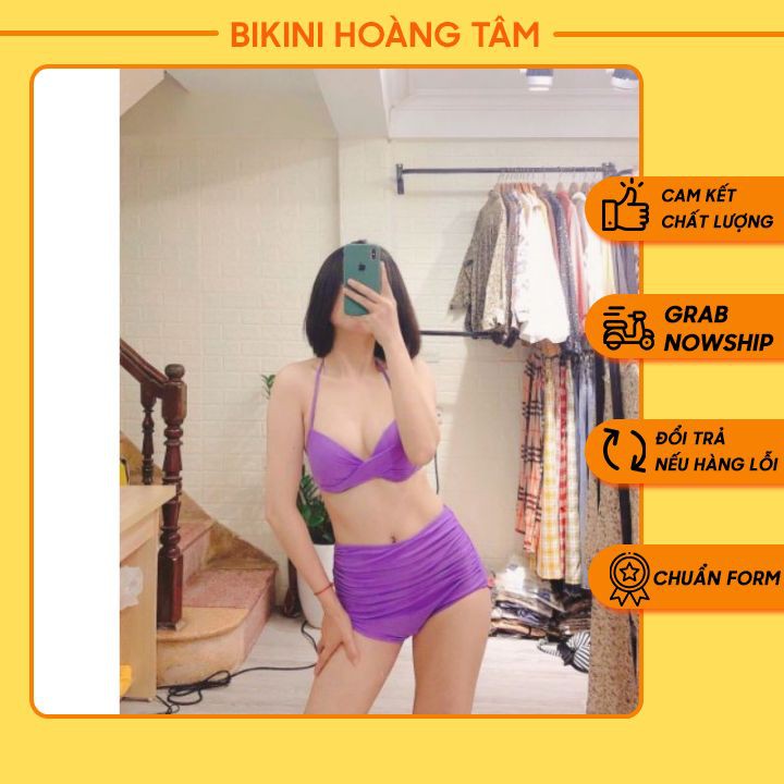 Bikini biển 2 mảnh ❤️ Freeship ❤️ Bộ đồ bơi nữ gọng xoắn, kèm quần cạp cao nhún | BigBuy360 - bigbuy360.vn