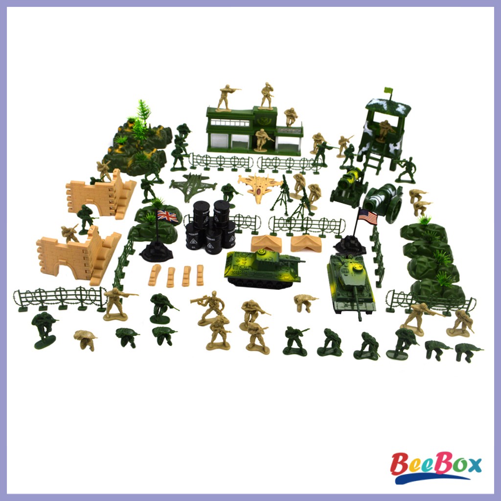 Set 90 Mô Hình Đồ Chơi Quân Đội BeeBox 5cm Bằng Nhựa