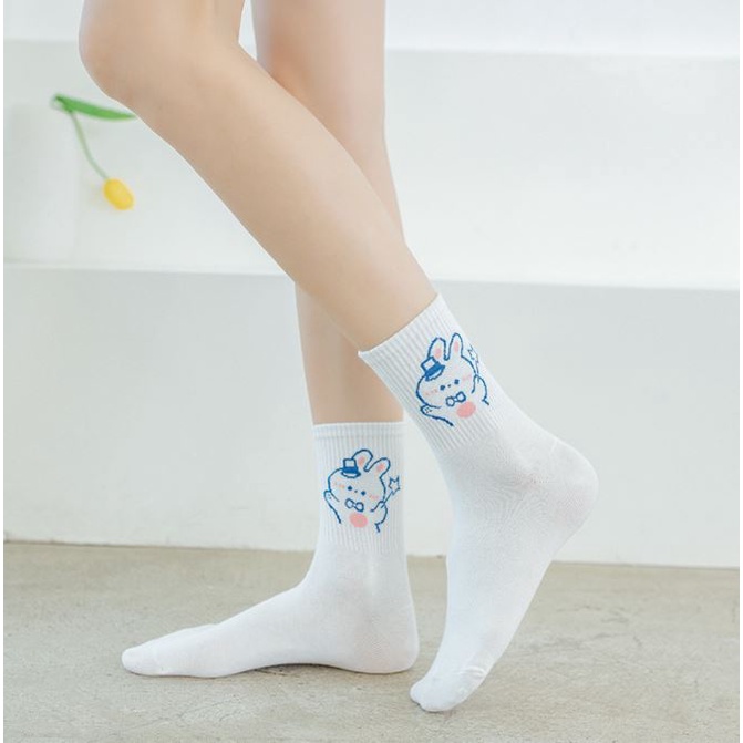 Set 6 Đôi Tất Vớ Nữ Cao Cổ Thỏ Tinh Nghịch Như Hình