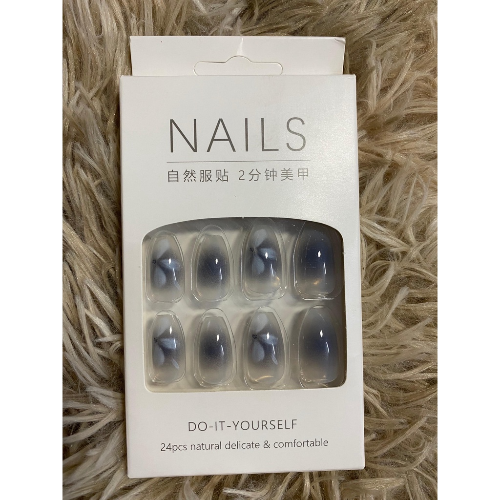 (HÀNG CÓ SẴN) Móng tay giả 24 móng kèm keo - Nail box mẫu mới - Miếng keo dán móng giả bằng silicon trong suốt