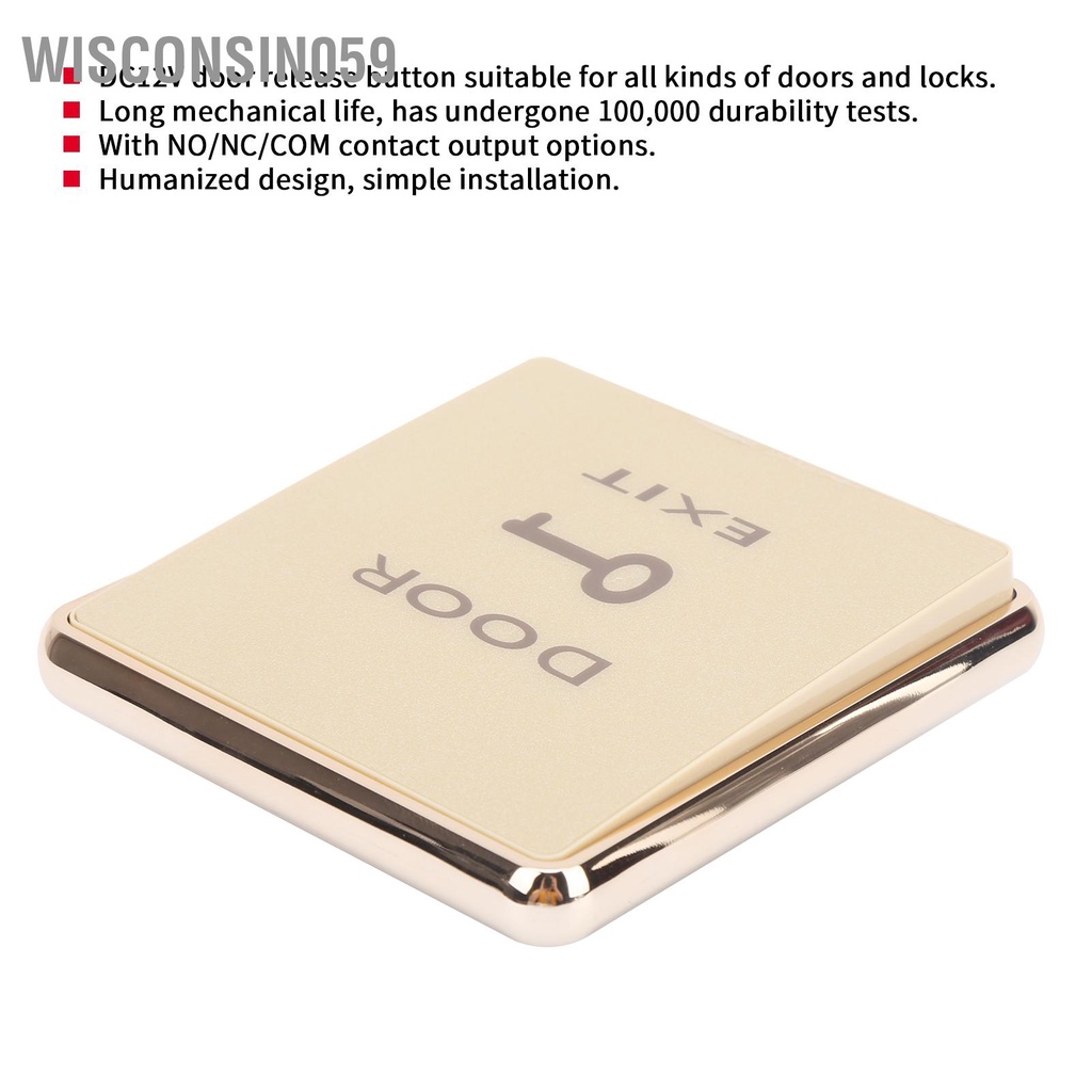 Wisconsin059 Nút mở cửa DC12V Bảng điều khiển công tắc cho hệ thống kiểm soát truy cập an ninh của ty gia đình