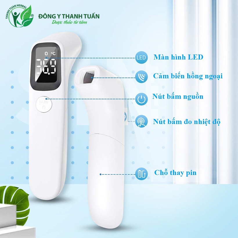 Nhiệt kế hồng ngoại đo trán chính hãng Sinocare F1D1, đo nhiệt độ cho bé chính xác (Tặng kèm pin) - BH 1 năm