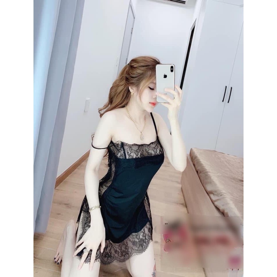 đầm ngủ phi lụa phối ren siêu hot hit sexy