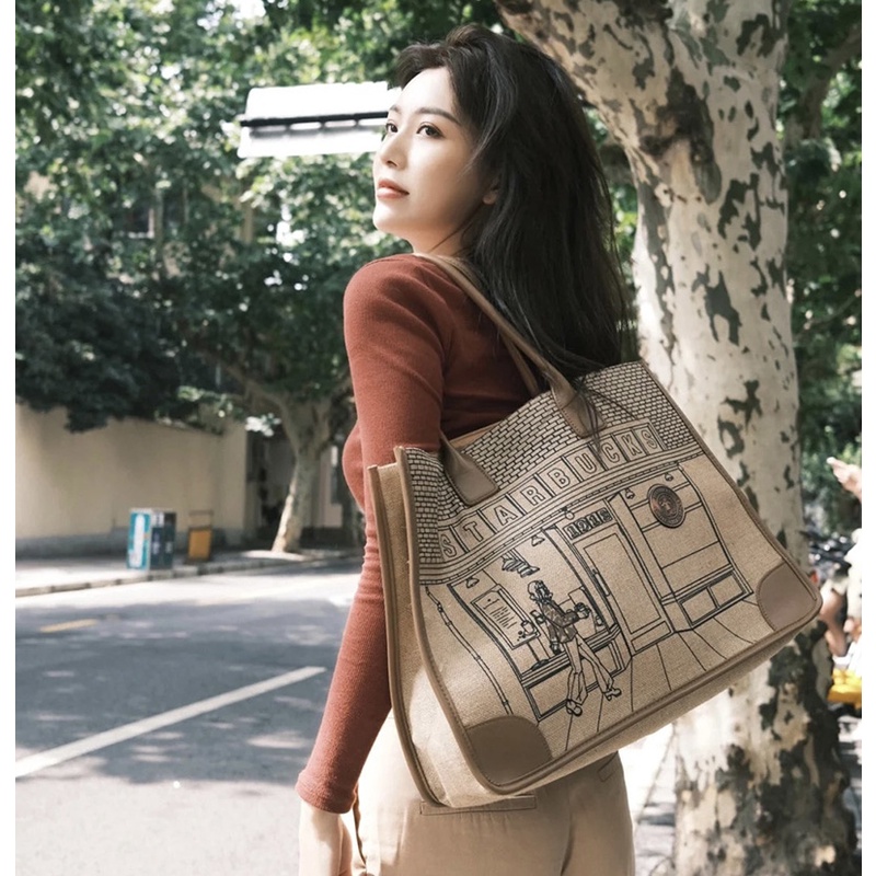 D34 Túi xách bản to starbucks kiểu dáng trẻ trung