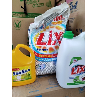 Combo 1 bột giặt 5,5kg, 1 nước rửa chén 1,4kg, 1 nước lau sàn 3,6 lít