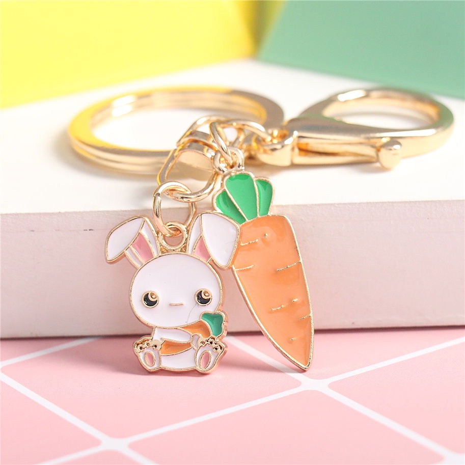 Móc Khóa Hình Thỏ / Mèo / Ngựa Thắt Nơ Dễ Thương Sáng Tạo