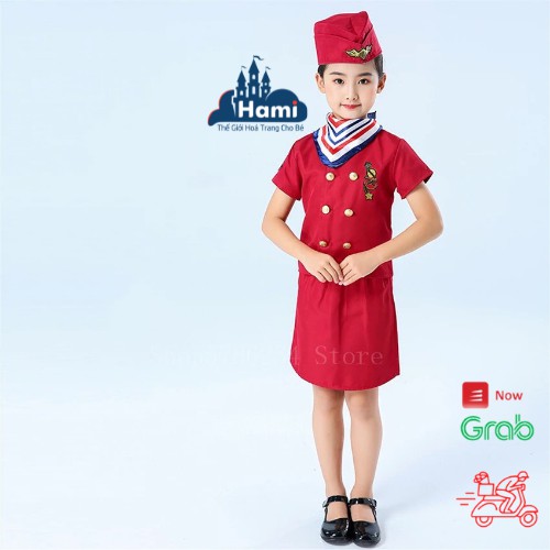 Trang phục tiếp viên hàng không cho bé gái size 15, 30kg hm0456