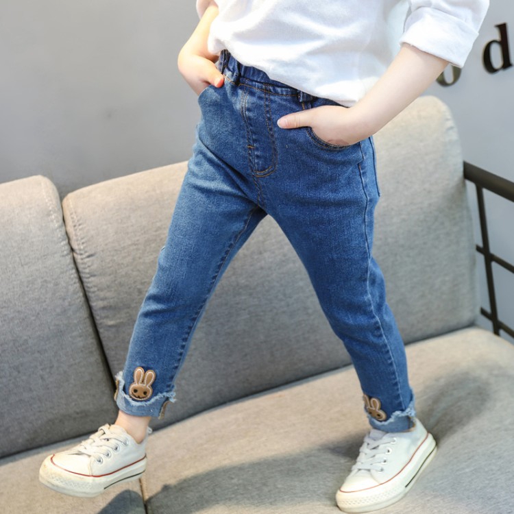 Quần jeans dài phong cách Hàn Quốc xinh xắn cho bé gái