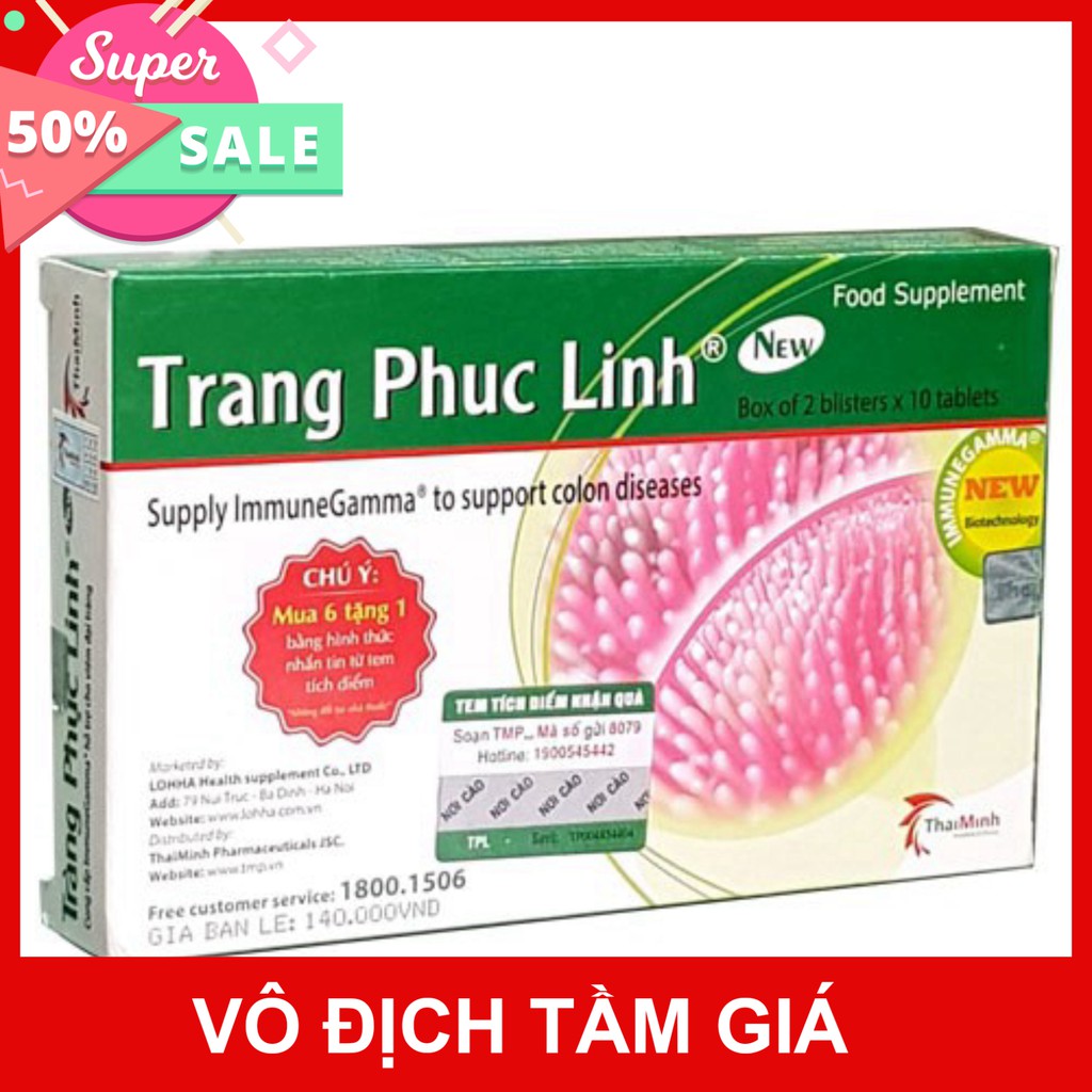 Tràng Phục Linh - Hỗ trợ điều trị viêm đại tràng, làm giảm triệu chứng Tiêu chảy, đau bụng, đi ngoài (Hộp 20 viên)