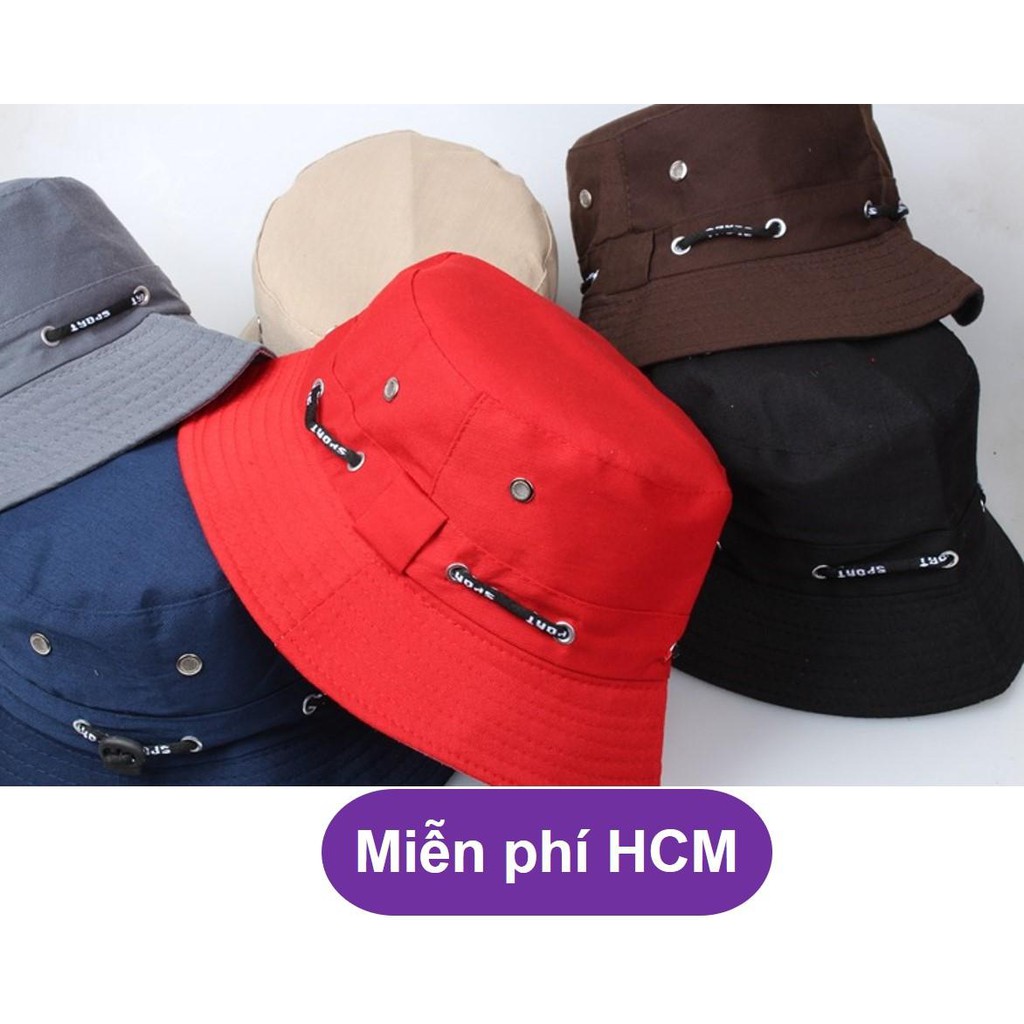 HCM- Nón tai bèo có dây rút - Nón vải có vành rộng chống nắng - Mũ vải nam / mũ ltai bèo