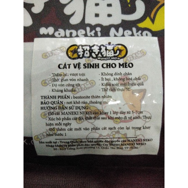 Cát Vệ Sinh Cho Mèo Maneki Neko Công nghệ Nhật Bản (BAO 5L)