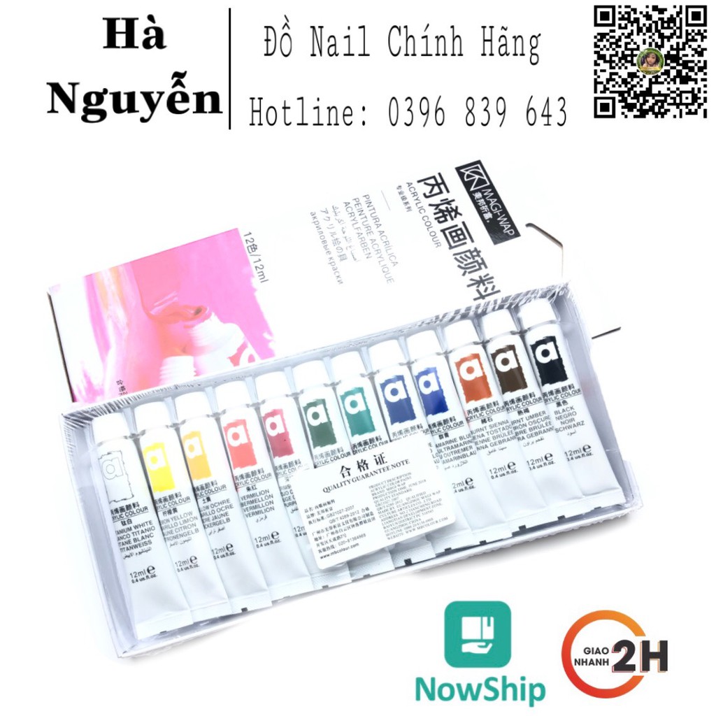 Bột màu vẽ set 12 - bột vẽ Acrylic  vẽ móng