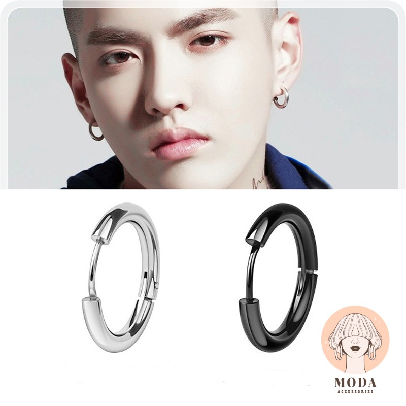 Khuyên tai tròn Titan G-Dragon 💍CỰC CHẤT💍Bông tai phong cách Hàn Quốc Bạc 925 💯%[MODA] (giá 1 chiếc)