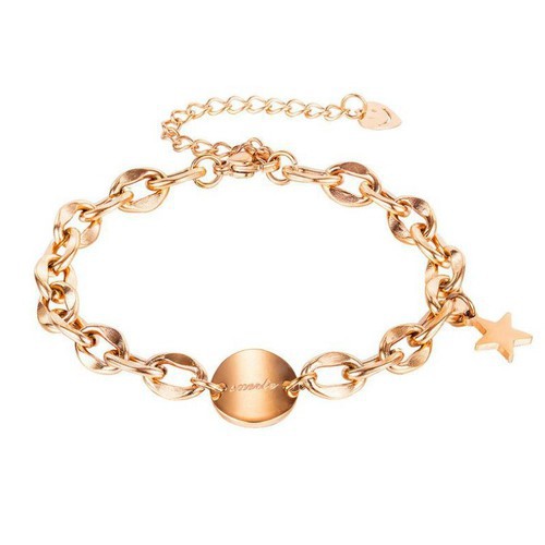 Lắc Tay Dây Xích Mặt Tròn Và Ngôi Sao Titan Ko Đen TT 3477