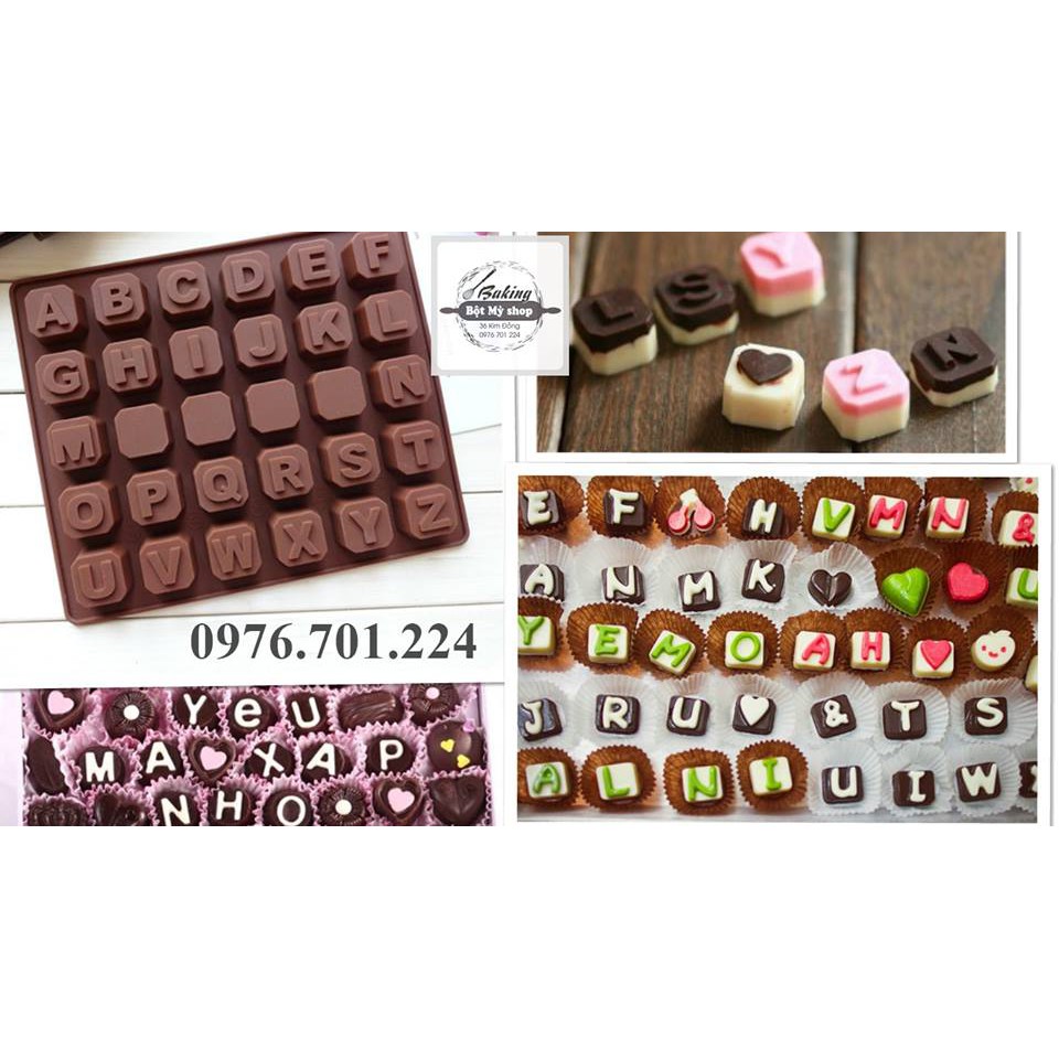 Khuôn socola silicone viên chữ