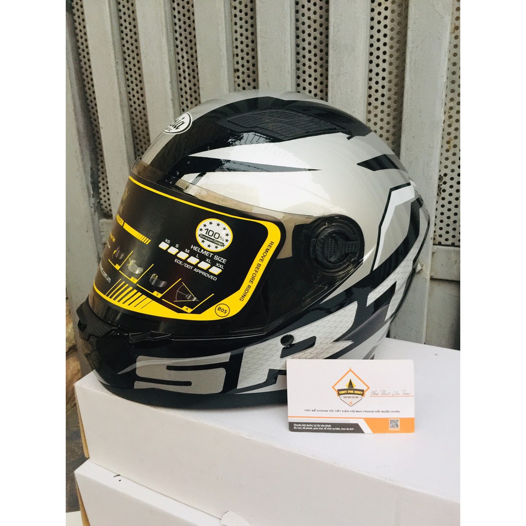 Nón bảo hiểm Full face Asia mt136 chim ngỗng xanh + đuôi gió + sừng batman