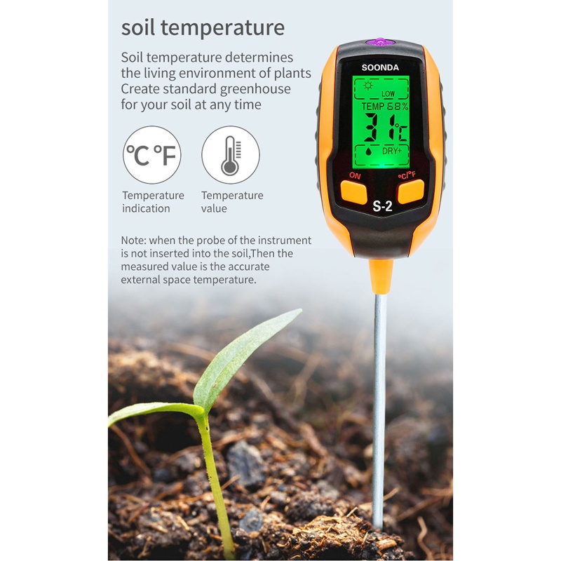 Dụng Cụ Đo Độ PH / Độ Ẩm Đất 5 Trong 1 Tiện Dụng Cho Sân Vườn