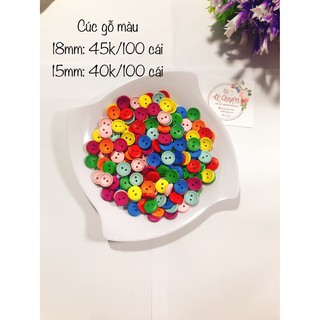 Cúc gỗ màu túi 10 cái