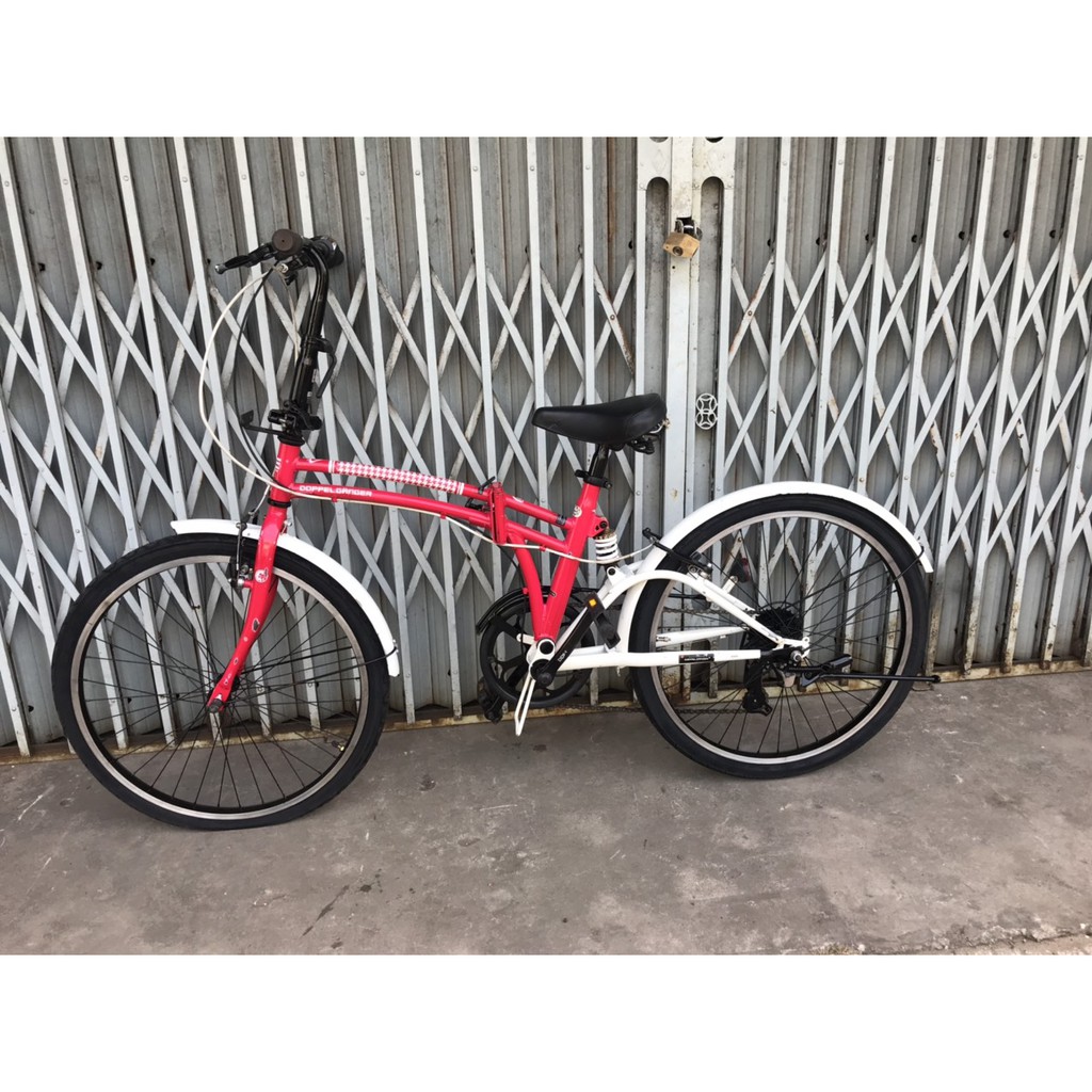 Xe đạp gấp thời trang sườn đôi bánh 24 inch, bộ truyền động nhiều tốc độ hàng Nhật bãi.