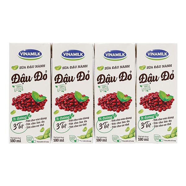 E - Lốc 4 Sữa Đậu Nành Vinamilk Đậu Đỏ 180Ml