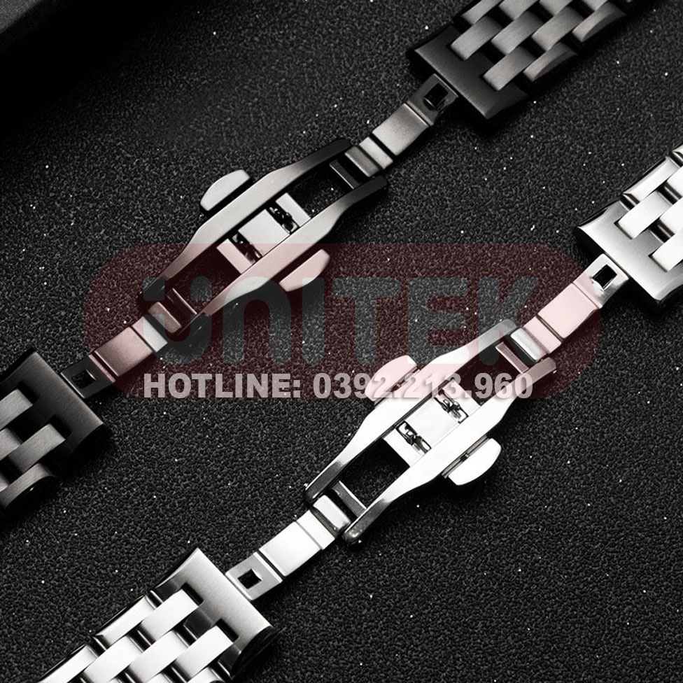 Dây Đồng Hồ Thép Không Gỉ model 01 Kểu Khóa Bấm Chống Han Gỉ Dài 18cm (18mm 20mm 22mm)