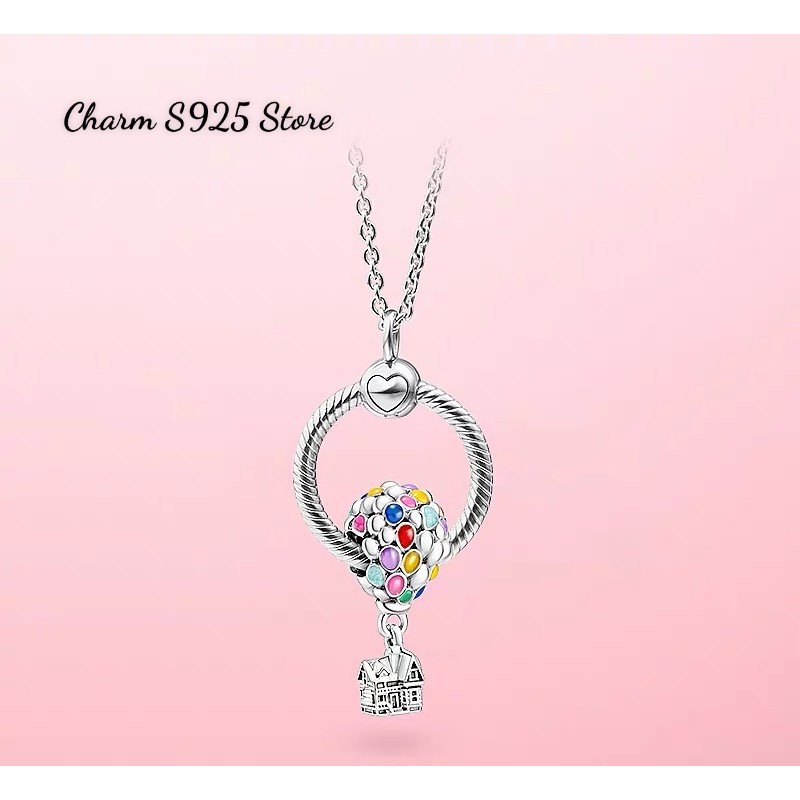 charm pan ngôi nhà khinh khí cầu ngũ sắc bạc s925 cao cấp