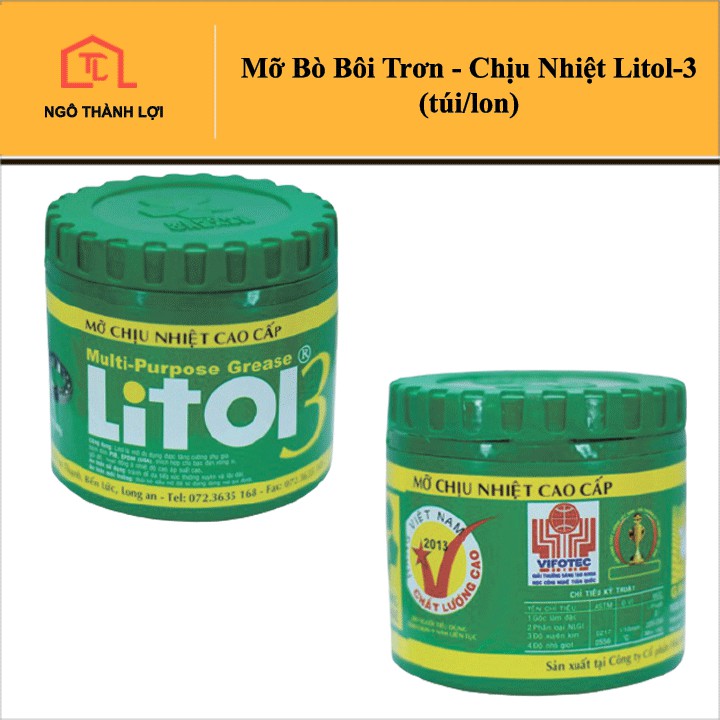Mỡ bò bôi trơn chịu nhiệt Litol-3 Túi 800g / Lon 400g - Mỡ bò chịu nhiệt -Mekong