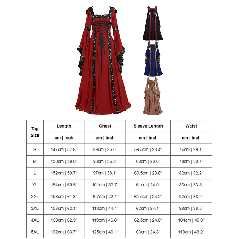 Đầm thời trung cổ hóa trang Halloween phù hợp làm quà tặng vintage phong cách gothic cho nữ