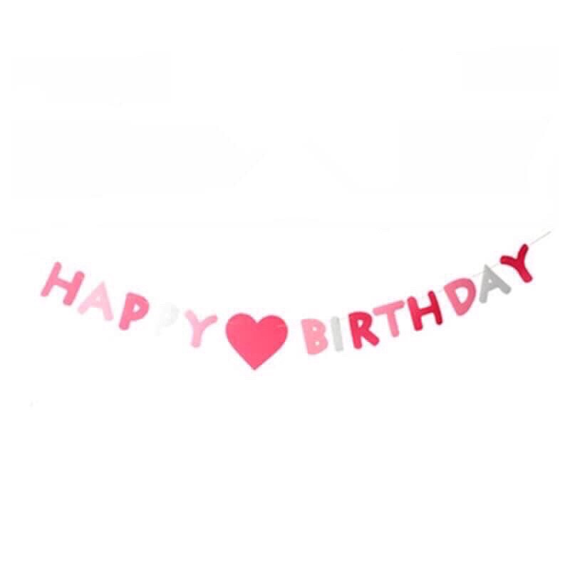 Dây chữ Happy Birthday vải dạ màu nâu tây trang trí sinh nhật phong cách Hàn Quốc