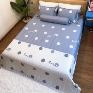 Chăn ga gối cotton lụa khung set 5 món ga phủ trần bông cao cấp