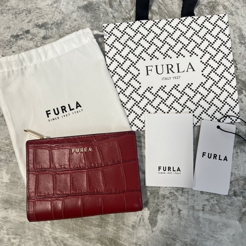 PASS FURLA Ví gấp da cá sấu loại cá sấu