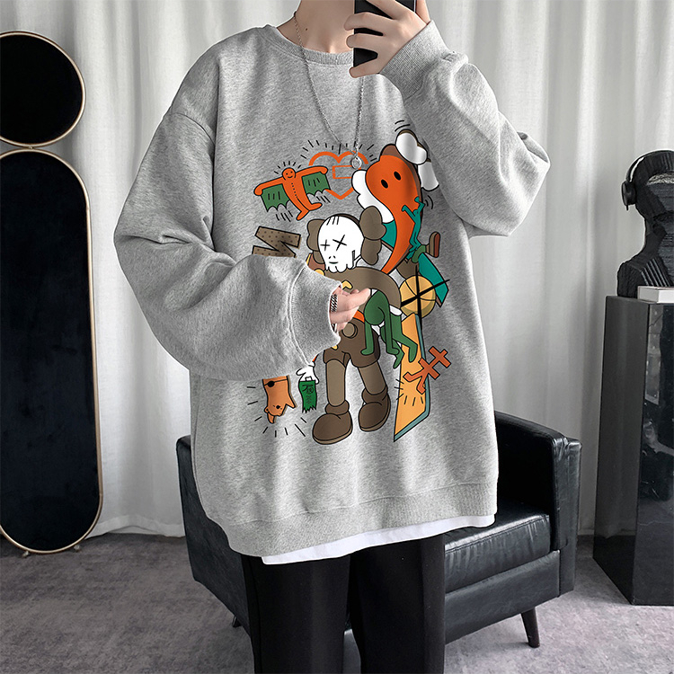 Áo ấm tay dài dáng rộng cổ tròn cá tính cho nam | BigBuy360 - bigbuy360.vn