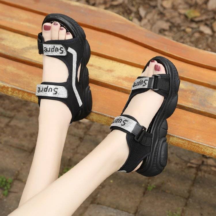 Giàydép cao từdép đế caogiày caogiày nữ caogiày sandal 7cmGuốc/Dép nữgiày 7cmGiàyDép Nữ dép thời trang dép gót✉❁₪Sports sandals women s 2021 new summer sponge cake thick-soled casual wild net celebrity ins tide super hot Roman high heels