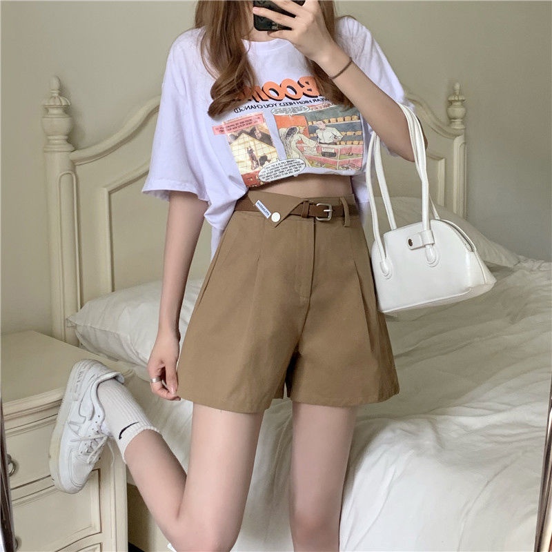 Quần Short Lưng Cao Ống Rộng Phong Cách Hàn Quốc Mẫu Mới Thời Trang Mùa Hè Cho Nữ