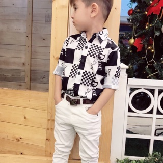 Sỉ áo sơ mi lụa trắng bé trai