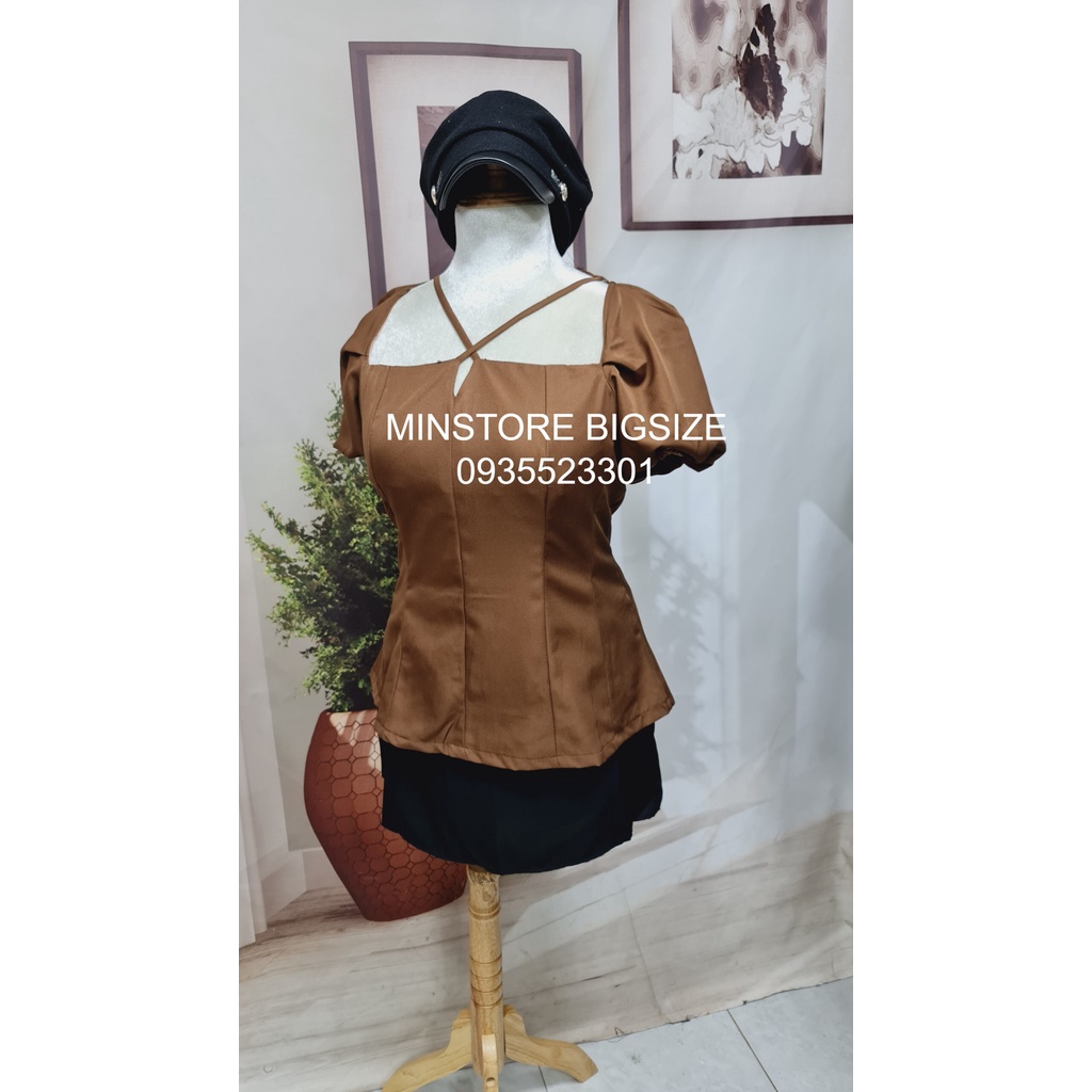 ẢNH THẬT  MINSTORE Bigsize Đầm cổ vuông dây chéo D930